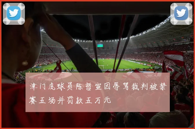 津门虎球员陈哲宣因辱骂裁判被禁赛五场并罚款五万元